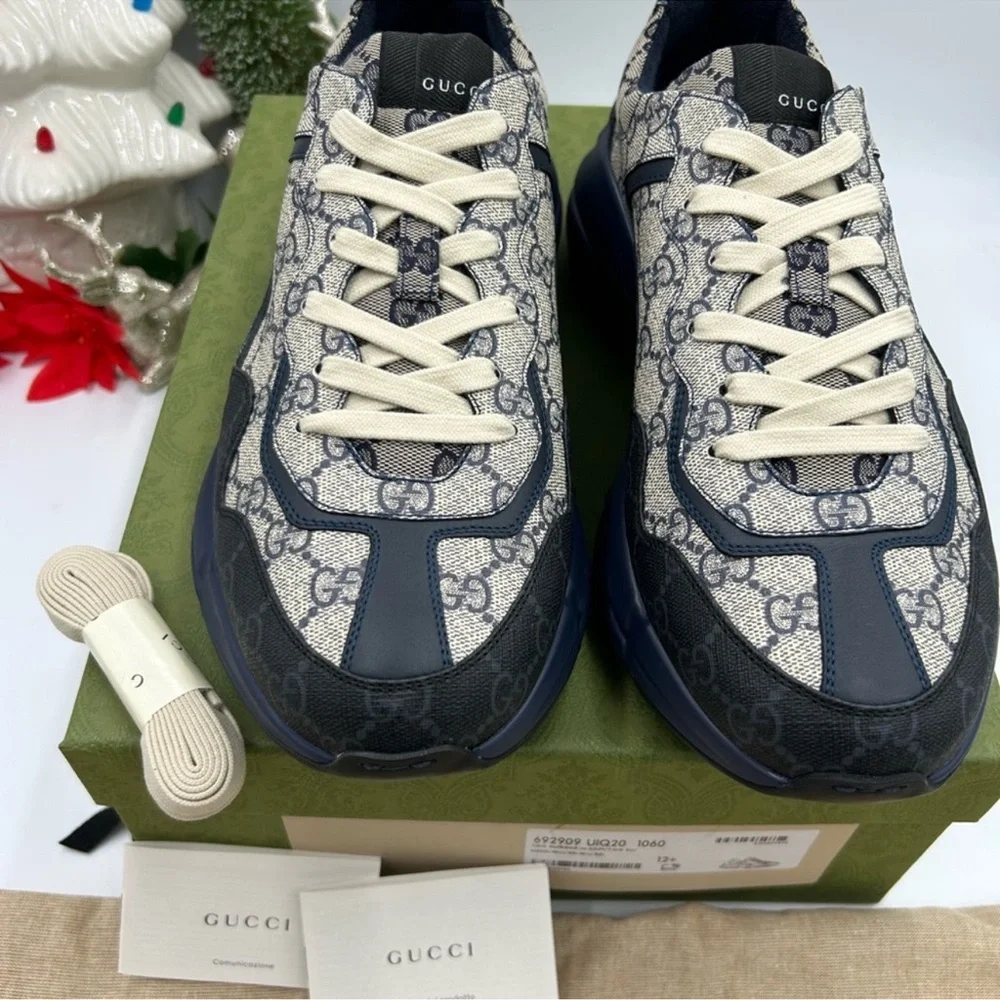Gucci men’s RYTHON GG supreme monogram trainer size 12.5 made in Italy
